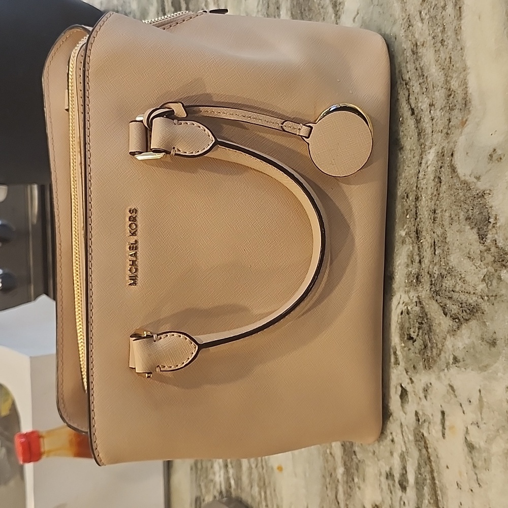Michael Kors Leather Satchel Khaki